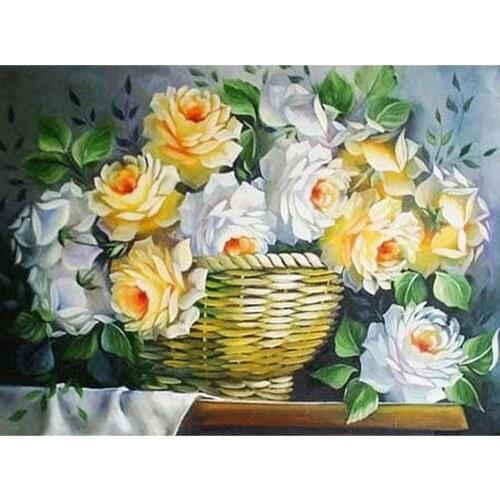 Diamond Painting Full drill square/round White Rose Mosaic DIY Diamond Painting Cross Stitch Embroidery Home Decor