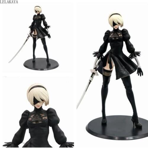 Anime NieR: Automata 2b YoRHa No.2 Type B Battle Standing Version 1/8 Scale Painted PVC Action Figure Collection Model Toys 28cm