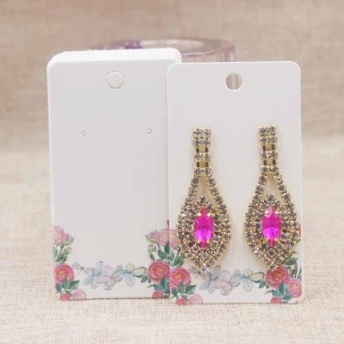 4*9CM white marble paper earring card tag kraft flower design earring tag DIy Thank you full color print jewelry label tag 100pc