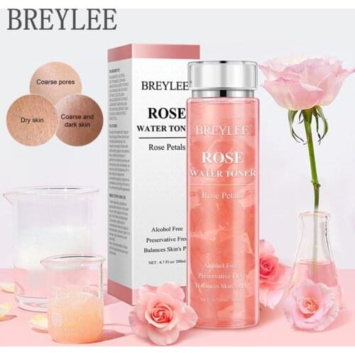 BREYLEE Rose Water Toner 200ml Hyaluronic Acid Moisturizing Firming Whitening Skin Improve Antioxidant Capacity For Dry Skin