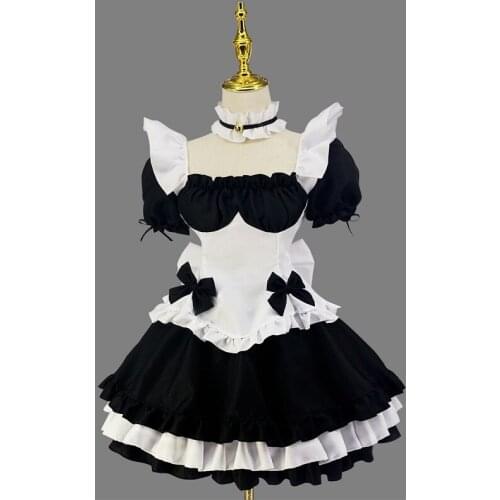Black White Chocolate Maid Costumes French Bowknot Maid Skirt Girls Woman Amine Cosplay Costume Waitress Party Costumes S-5XL