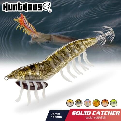 2019 NEW wooden shrimp EGI squid lure luminous octopus lure 115mm 20g Cuttlefish lure plastic artificial bait hunthouse