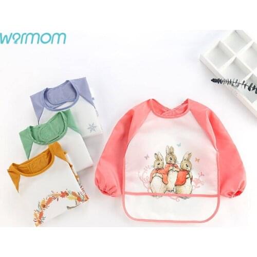 Warmom Cute Baby Bibs Waterproof Long Sleeve Childrens Waterproof Overalls Children Feeding Smock Bib Burp Clothe
