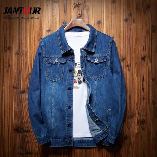 Oversize 6XL 7XL 8XL Men Cotton Denim Jacket Casual Solid Color Lapel Single Breasted Jeans Jacket Men High Quality Mens Jackets
