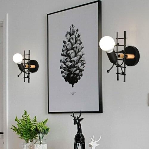 E27 Humanoid Creative Wall Light Modern Iron Man Wall Lamp Decoration Kids Bedroom Childern Gift Cartoon Doll Wall Sconce Lamp