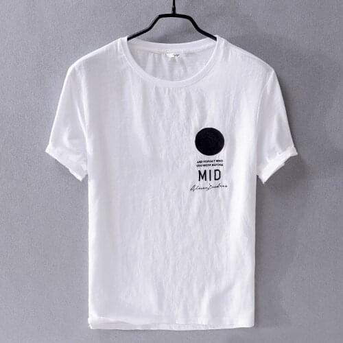 2019 Mens linen t-shirt loose casual breathable white t shirt men summer cotton t shirts male tops fashion camisa chemise