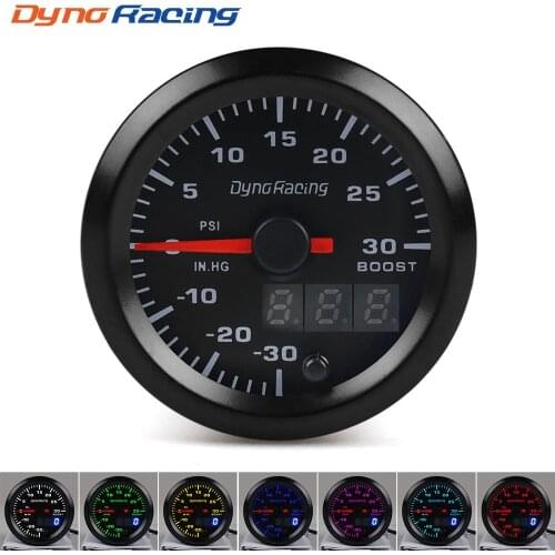 Dynoracing 2'' 52mm Dual Display Turbo Boost gauge PSI 7 colors Led Boost meter with Stepper Motor Car meter BX101496
