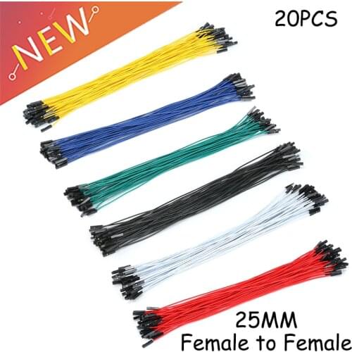 20Pcs/Lot 25cm Dupont Cable Soft Silicon Wire 24AWG 1Pin Female To Female Jumper Wire Wholesale