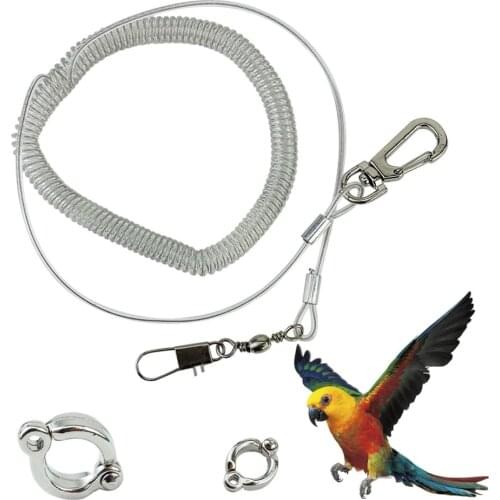 Alloy Leg Ring Flexible Bird Chain Belt Anti Bite Plastic Wire Rope Parrot Bird Outdoor Flight Training Rope