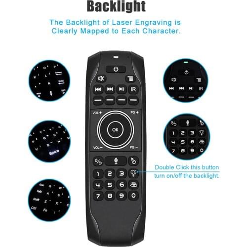 G7V PRO Multifunction LED Mini Backlit Gyroscope Wireless Air Mouse with English keyboard 2.4G Smart Voice Remote Control