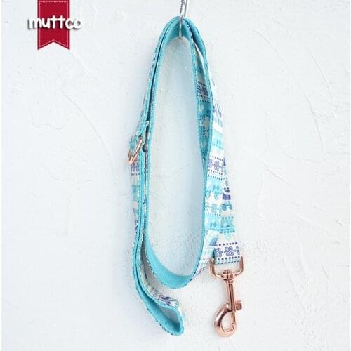 MUTTCO retailing high quality handmade collar for dog fashionable Sapphire THE FOLK BLUE dog leash 5 sizes UDC023M