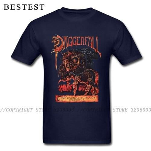 Daggerfall T-shirt Male Horror Streetwear 2019 Mens Black Tee Shirts Skull King Top Tshirt Cotton Fabric Navy Clothes Halloween