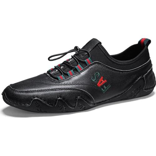 Spring/Autumn Mens Fashion Leather Work Shoes Lace Up Casual Shoes Second Leather Male Student Skate Shoe Low Shoes