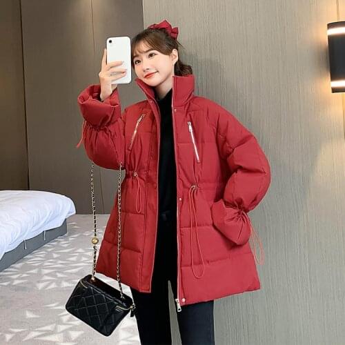Padded Casual Thick Coat Ladies 2021 Womens Winter Jacket Solid Slim Long Parkas Woman Stand Collar a Line Plus Size Cotton