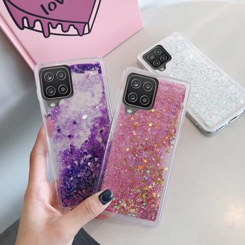 Glitter Bling Liquid Quicksan Clear Soft TPU Case Cover on sfor Samsung Galaxy A12 A42 5G Shiny Dynamic Coque Capa Funda