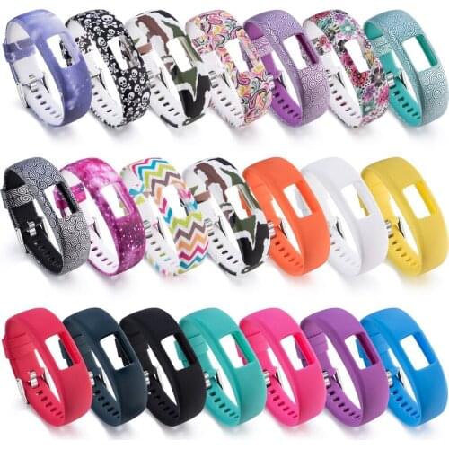 EiEuuk Printing Soft Silicone with Metal Clasp Buckle Replacement Watch Band Strap Wristband for Garmin Vivofit 4