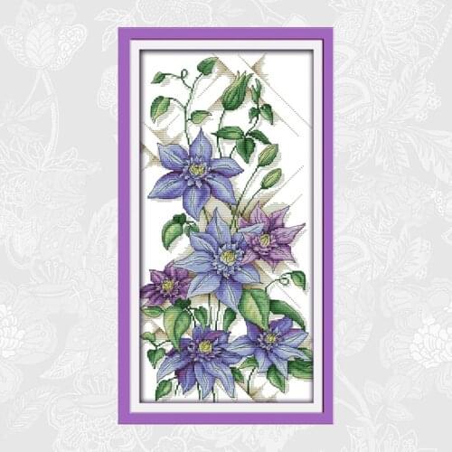 Purple Blossoms Counted Print on Canvas DMC 14CT 11CT Cross Stitch kits,Embroidery Needlework Set,Handmade Crafts Home Decor