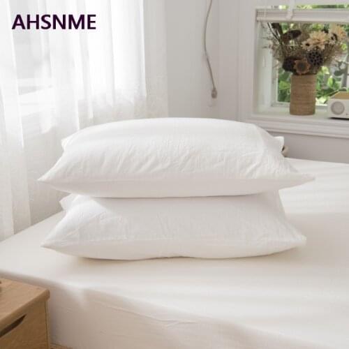 AHSME Pure White Washed Cotton 100% Cotton Pillowcase Special Wrinkle Craft Super Soft Summer Fall Simple Sleep pillowcase 50x75