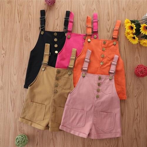 Summer 2021 New Western Jeans Pants Suspender Leisure Color Candy Clothes Kids Fashion Jeans Girl