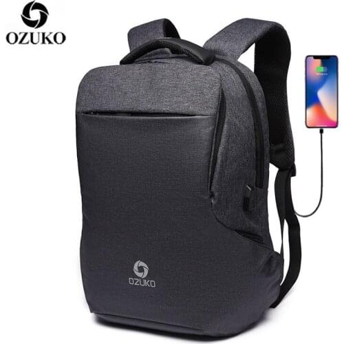 OZUKO Laptop Backpack New Mens 15.6 Inch USB Charging Male Backpacks Schoolbag for Teenager Waterproof Women Travel Bag Mochila
