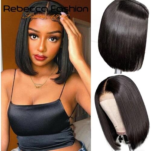 Human Hair Wigs 4x4 Lace Frontal Wig Brazilian Remy Hair Straight Bob Wig Lace Wigs For Black Women Human Hair Short Bob Wig