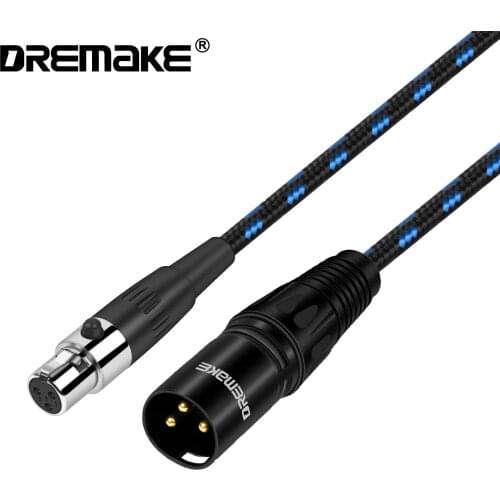 DREMAKE Mini-XLR 3-Pin Female to 3-Pin XLR Male Adapter Cable Regular XLR to Mini-XLR Mic Converter Cord for Camera, Headphone