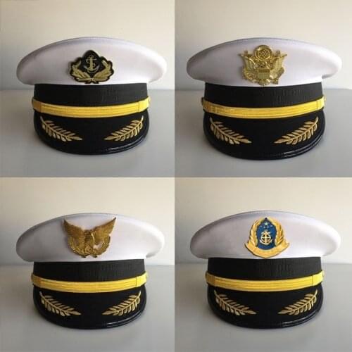Captain Hat Male Seaman Big Cap Maritime Crew Cap White Navy Sailor Cap Stage Performance Hats