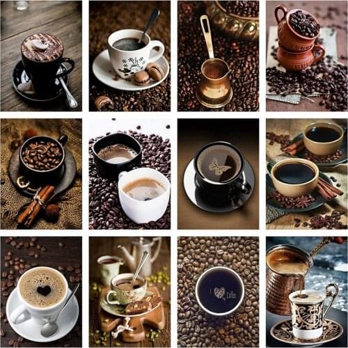 SHAYI DIY 5D Diamond Painting Retro Kitchen Decor Scenery Full Square/Round Drill Mosaic Embroidery Cross Stitch Coffee Landscap