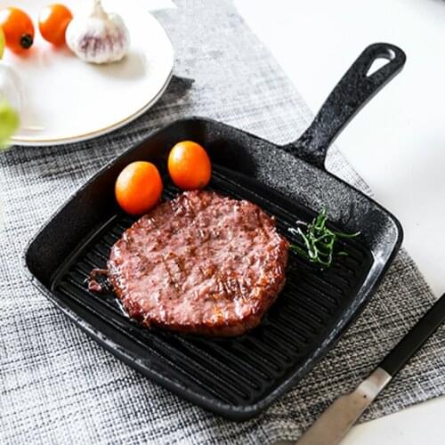Pan Cast Iron Cauldron Steak Skillet Grill Pan Gas Stoves Non-stick Frying Pans Home Garden Wok Pan Stripe Thick-bottomed Pans