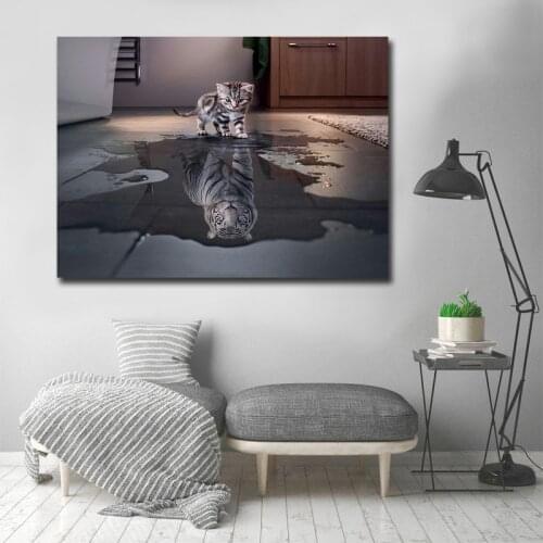 Modern Cat and Tiger Posters and Prints Wall Art Canvas Painting Nordic Picture Home Decoration for Living Room Decorative