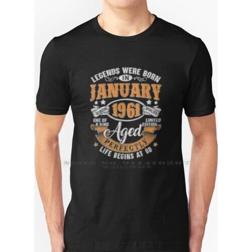 60 Years Old Gifts Vintage January 1961 60th Birthday T Shirt 100% Pure Cotton 60 Years Old Vintage January 1961 60th Birthday