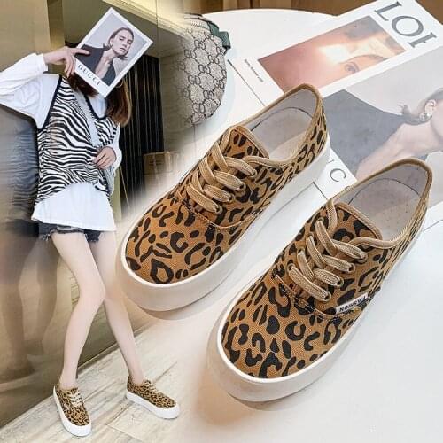 New Leopard Print Canvas Women Shoes Casual Skate Sneakers Winter Shallow Platform Vulcanized Shoes Female Zapatillas ede Deport