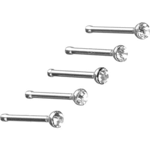 10pcs/lot Piercing Crystal Nose Nail Ring Women 316L Surgical Steel Rhinestone Nose Stud Earring Body Jewelry Wedding Party Gift