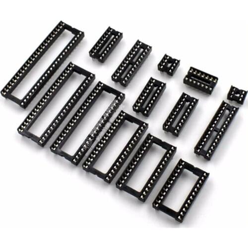 1pc of Tube IC Socket DIP SIP Chip Socket Pin 2.54mm Pitch 6/8/14/16/18/20/24/28Pin Narrow 24/28/32/40Pin Wide IC Socket Adapter
