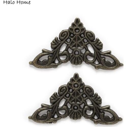 10 Piece Bronze Tone Hollow Carved Book Scrapbooking Jewelry Wooden Decorative Collar Corner Classical Door Cupboard 49x35mm