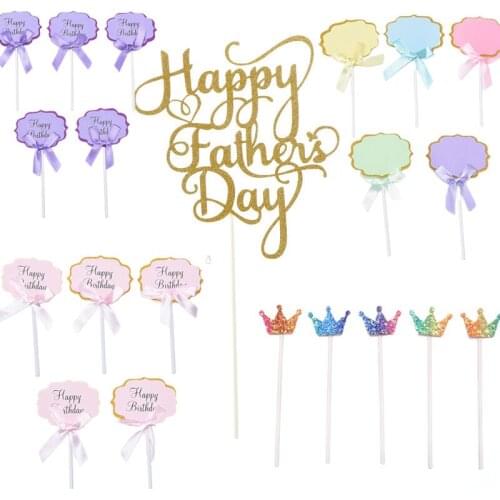 10Pc/bag DIY Wedding Ceremony Birthday Party Supplie Gold Sliver Glitter Diamond Ring Cupcake Toppers Wedding Cake Topper Decor