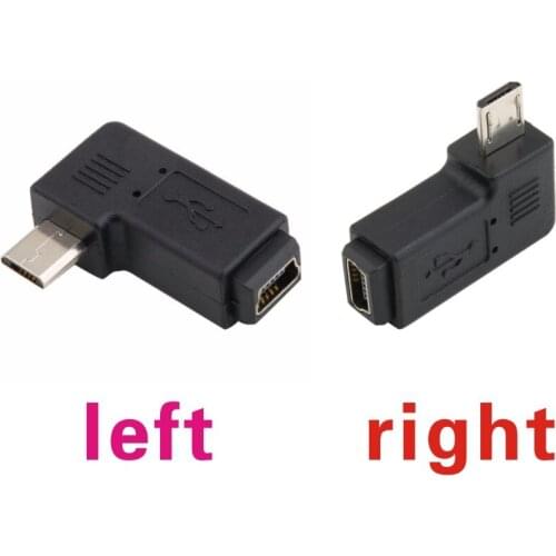Mini USB Type B Female to Micro USB Male 90 Degree Left right Angle Adapter 100pcs