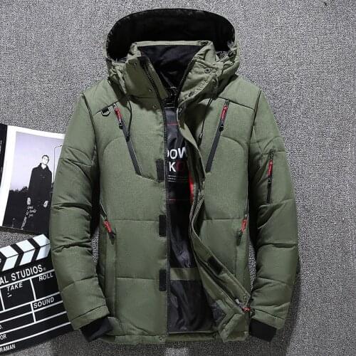 2019 Winter Mens Down Parka Jacket Coat, Male Short Thick Windproof Hooded Parka Green Black Blue Gray Orange M-3XL