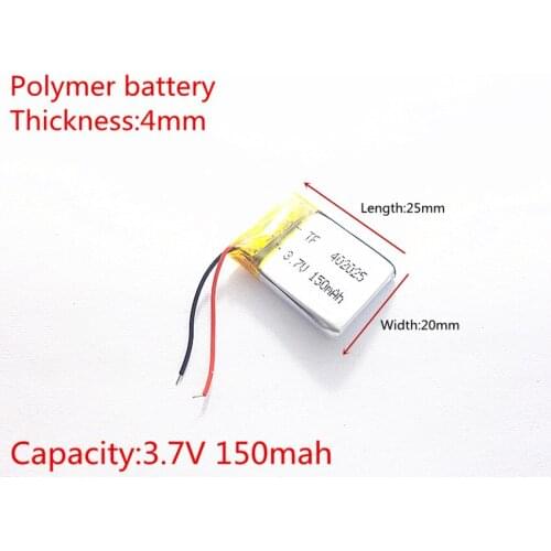 3.7V,150mAH,[402025] Polymer lithium ion / Li-ion battery for TOY,POWER BANK,GPS,mp3,mp4,cell phone,speaker