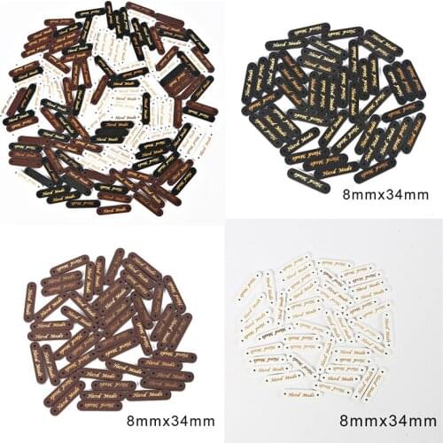 50Pcs Oval "Hand made" Wood Button Sewing Accessories Decoration Buttons Handmade Scrapbooking Craft DIY