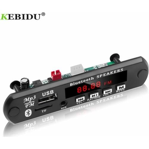 KEBIDU DC 12V Automobile Car Bluetooth MP3 WMA FM AUX Decoder Board Plate Audio Module TF Card USB Radio Car MP3 Speaker Record