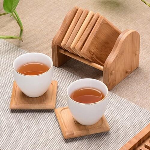 Bamboo Tea Mat Suit Insulation Coaster Handmade Cup Holder Waterproof Kitchen Dining Tea Trays Ceremony Dishes Pads
