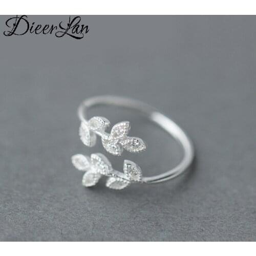 Bohemian Vintage Silver Color Crystal Leaf Rings For Women Gifts Girls Open Retro Antique Rings Wedding Jewelry