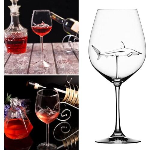 Red Wine Glasses With Shark Inside Goblet Glass Lead-free Clear Glass For Home Bar Party Drop Shipping Кружка