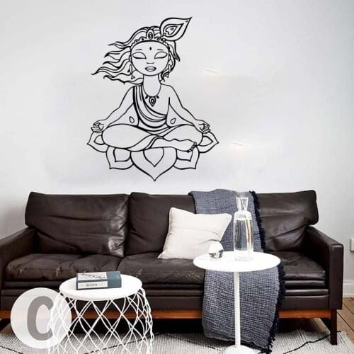 Large Yoga Buddha Buddhism Om Zen Cool Wall Sticker Bedroom Living Room Yoga Zen Om Wall Decal Spa Salon Vinyl Decor