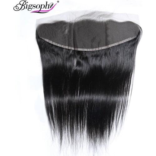 Bigsophy Peruvian Straight Wave Closure 13*4 Human Hair Lace Frontal Closure Human Remy Hair Frontal 8"-20" Inch Natural Color