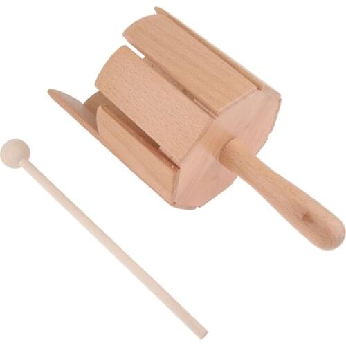 Wooden Eight Sound Tube Percussion Instrument Musical Toy with Stick and Handle for Kids and Toddler