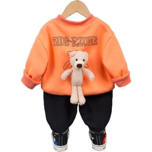 New Spring Autumn Children Cartoon Casual Clothes Boys Baby Girls Fashion T Shirt Pants 2Pcs/Sets Kids Letter Cotton Tracksuit