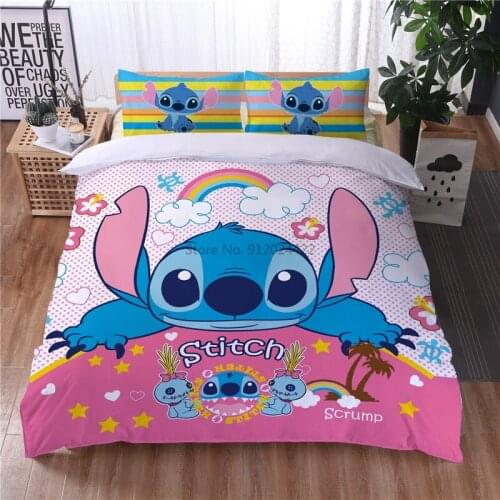 Cute Stitch Bedding Set Cartoon 3d Duvet Cover Sets Pillowcase Adult Children Boys Girls Bedroom Decor Twin Full Queen King Size