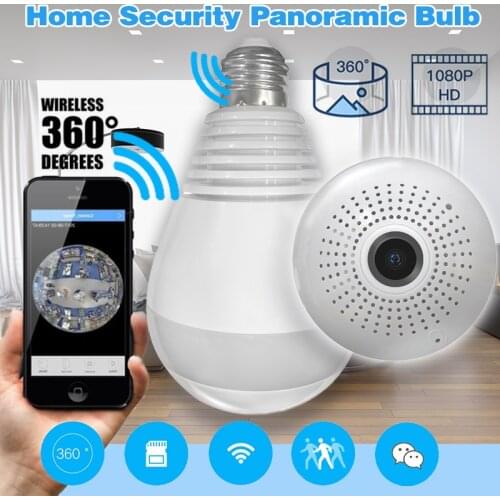 Mini IP Camera 360 Degree LED Light 1080P Wireless Panoramic Home Security Security WiFi CCTV Fisheye Bulb Lamp Two Ways Audio